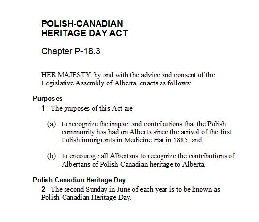 POLISH-CANADIAN Heritage day act