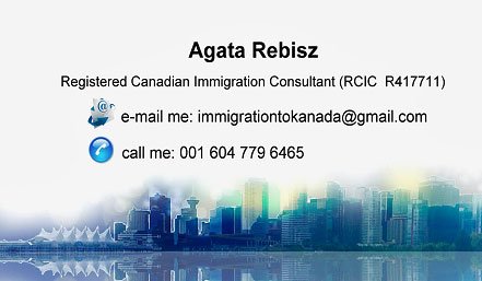 Agata Rebisz, RCIC 
Regulated Canadian Immigration Consultant & Commissioner of Oaths