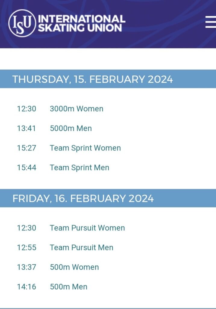 Mistrzostwa Świata w łyżwiarstwie szybkim 15-18.02.2024 Calgary