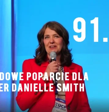 Premier Alberty Danielle Smith otrzymała 91,5% poparcia dla swojego przywództwa od członków Zjednoczonej Partii Konserwatywnej