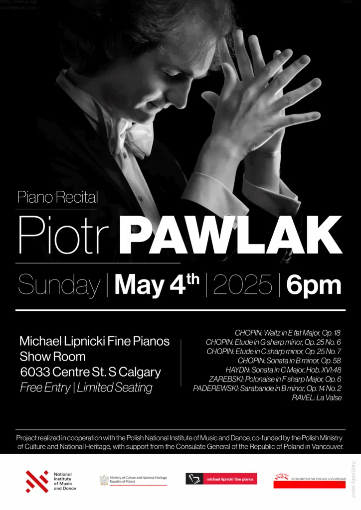 Recital fortepianowy Piotra Pawlaka w Calgary