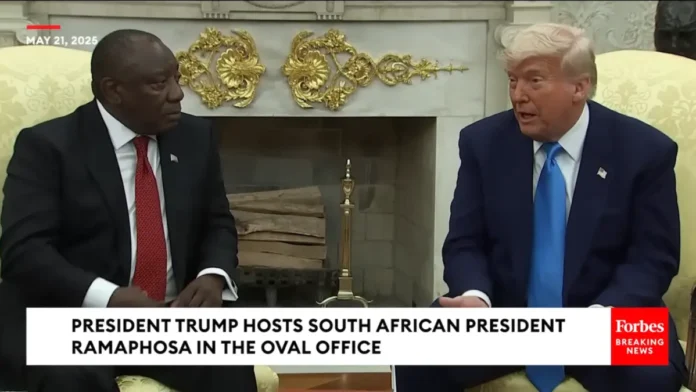 Trump and Ramaphosa Trump South Africa President Have Shocking Argument about White Farmer Death Claims