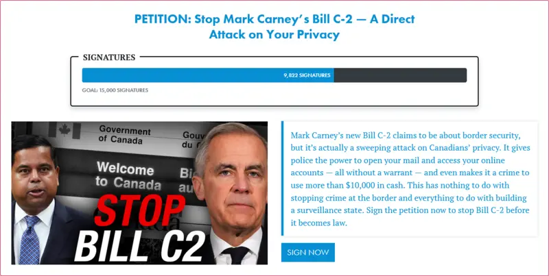 Stop Bill C-2! - Rebel News petition