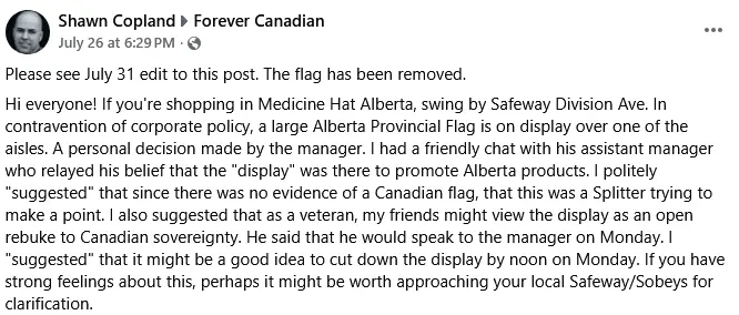 Flaga prowincji Alberty jest przedmiotem ataków! 1 Shawn Copland A member of the Forever Canadian