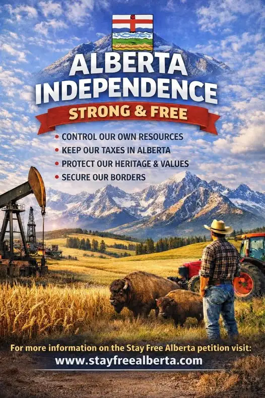 Premier Danielle Smith ogłosiła referendum, które odbędzie się 19 października 2026 r. 1 Alberta Independence poster