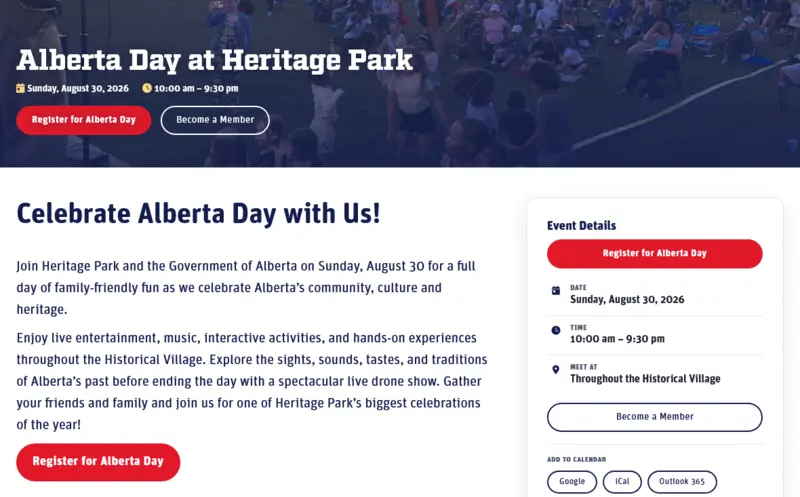 Kalendarz Wydarzen 66 Alberta Day Heritage Park