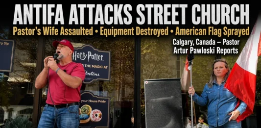 Breaking News: Antifa atakuje Street Church w Calgary. Antifa atakuje Street Church w Calgary.